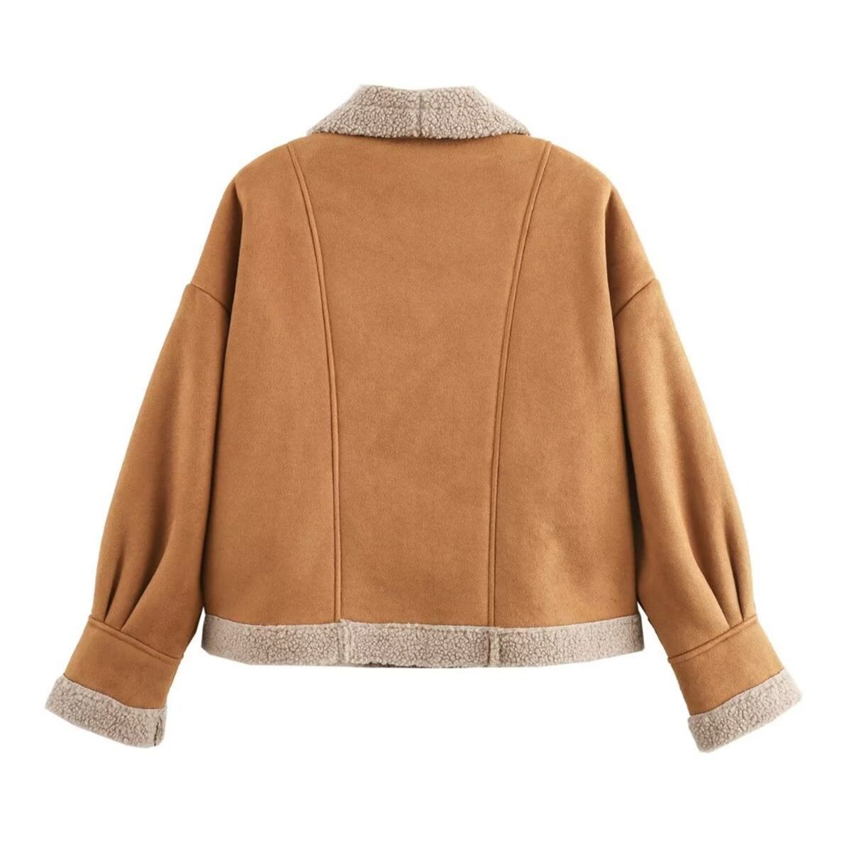 GIOIO - Abrigo Mujer Ecopiel Ancha Solapa Retro Moderno Urbano​