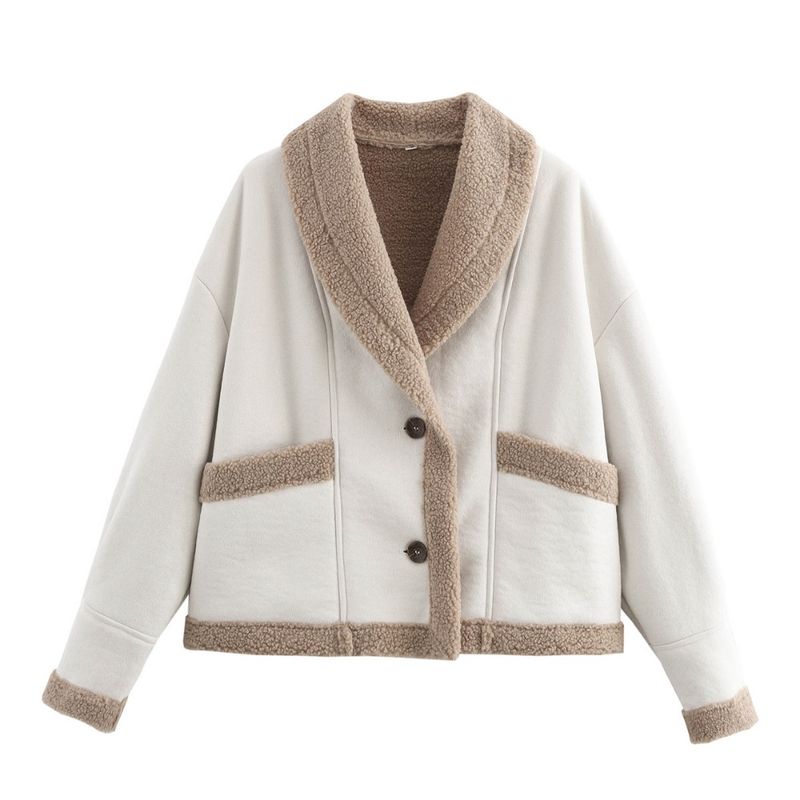 GIOIO - Abrigo Mujer Ecopiel Ancha Solapa Retro Moderno Urbano​