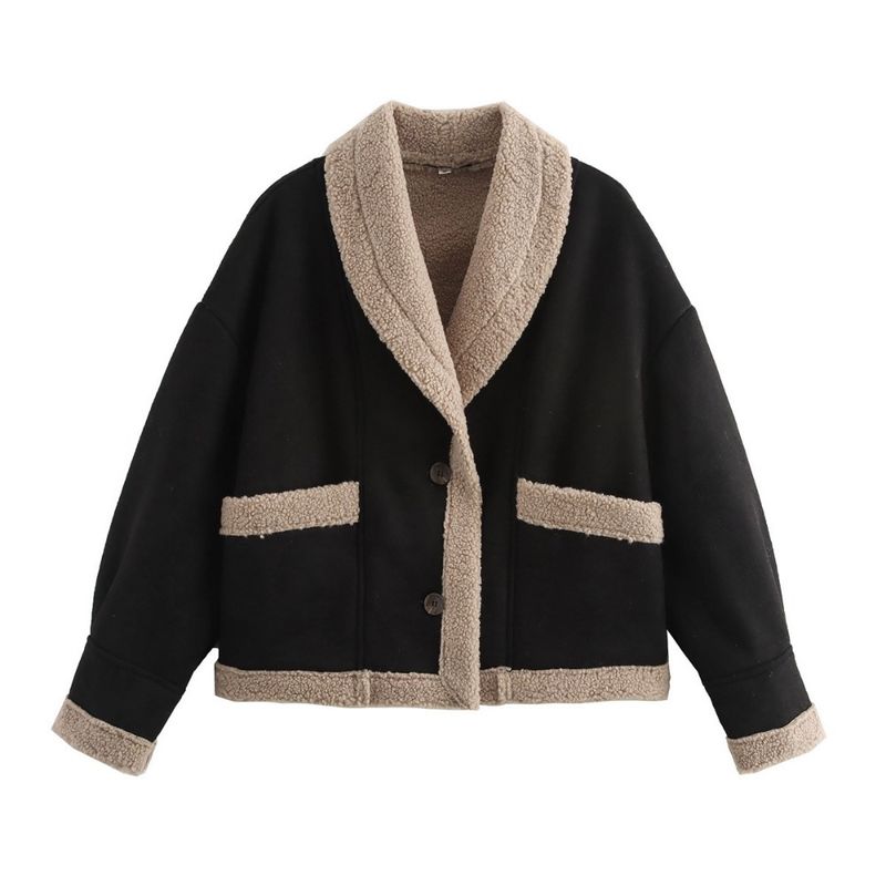 GIOIO - Abrigo Mujer Ecopiel Ancha Solapa Retro Moderno Urbano​