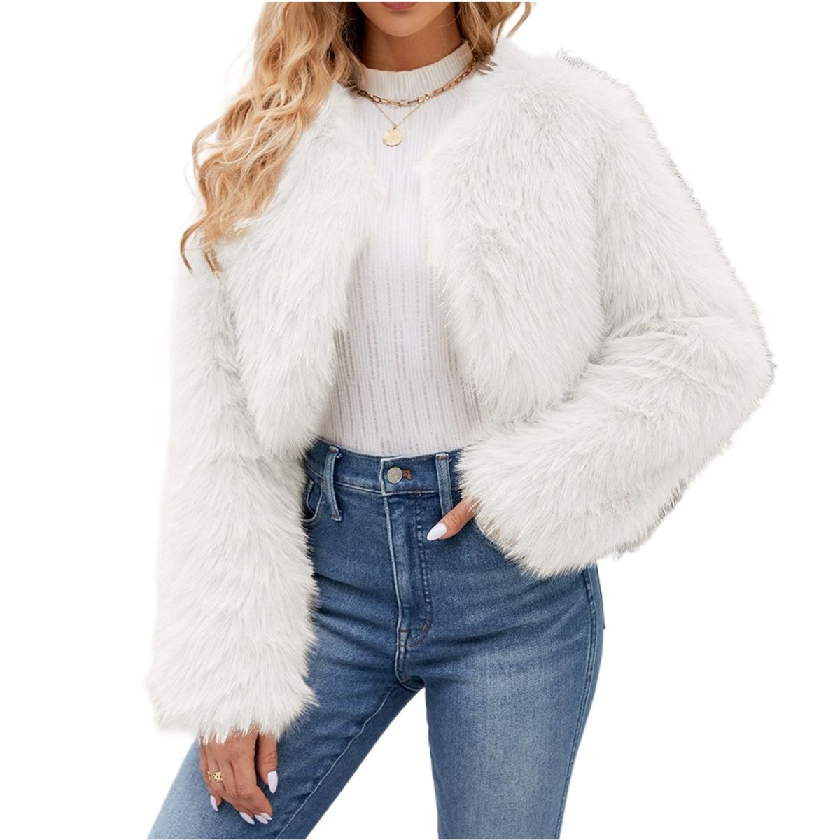 GIOIO - Abrigo Mujer Corto Ecopiel Urbano Moderno Cálido Versátil​