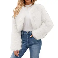 GIOIO - Abrigo Mujer Corto Ecopiel Urbano Moderno Cálido Versátil​