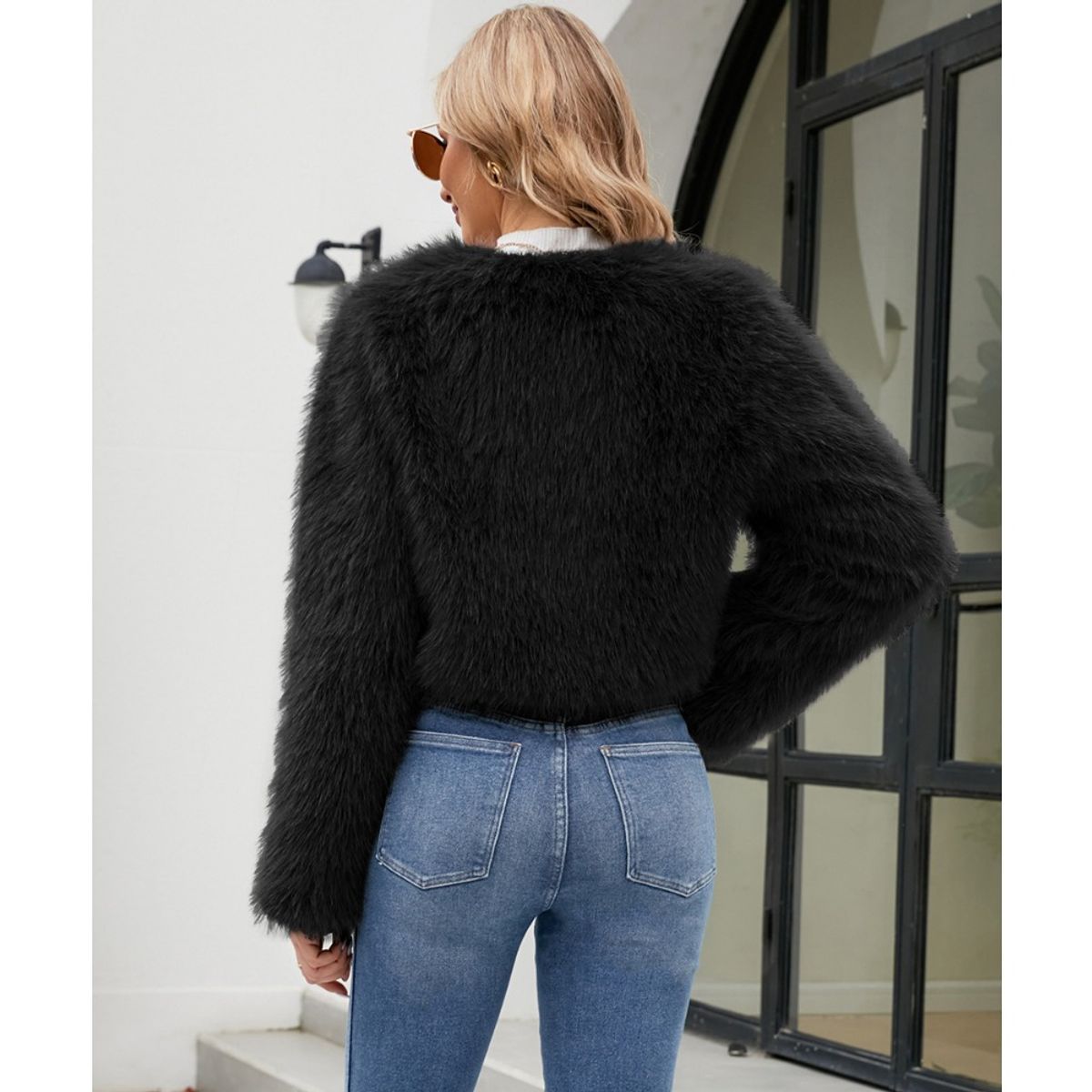 GIOIO - Abrigo Mujer Corto Ecopiel Urbano Moderno Cálido Versátil​