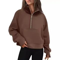 GIOIO - Top Deportivo Mujer Media Cremallera Entallada Caliente Cuello Alto​