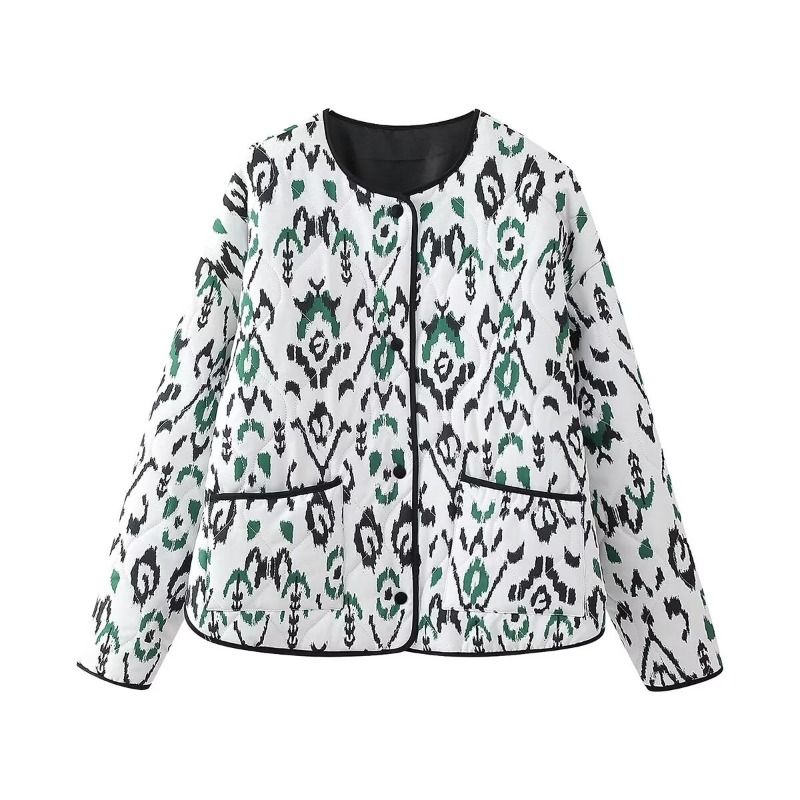 GIOIO - Chaqueta Mujer Algodón Estampado Fauna Entallada Urbana Moderna​