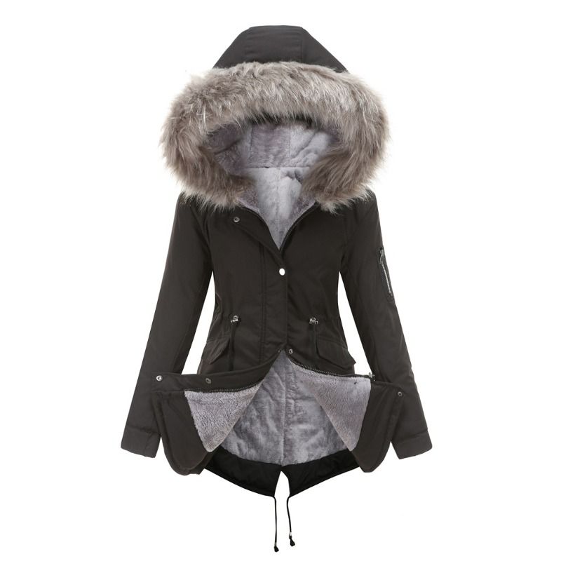 GIOIO - Parka Mujer Medio Largo Térmica Capucha Gruesa Calor Garantizado