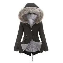 GIOIO - Parka Mujer Medio Largo Térmica Capucha Gruesa Calor Garantizado