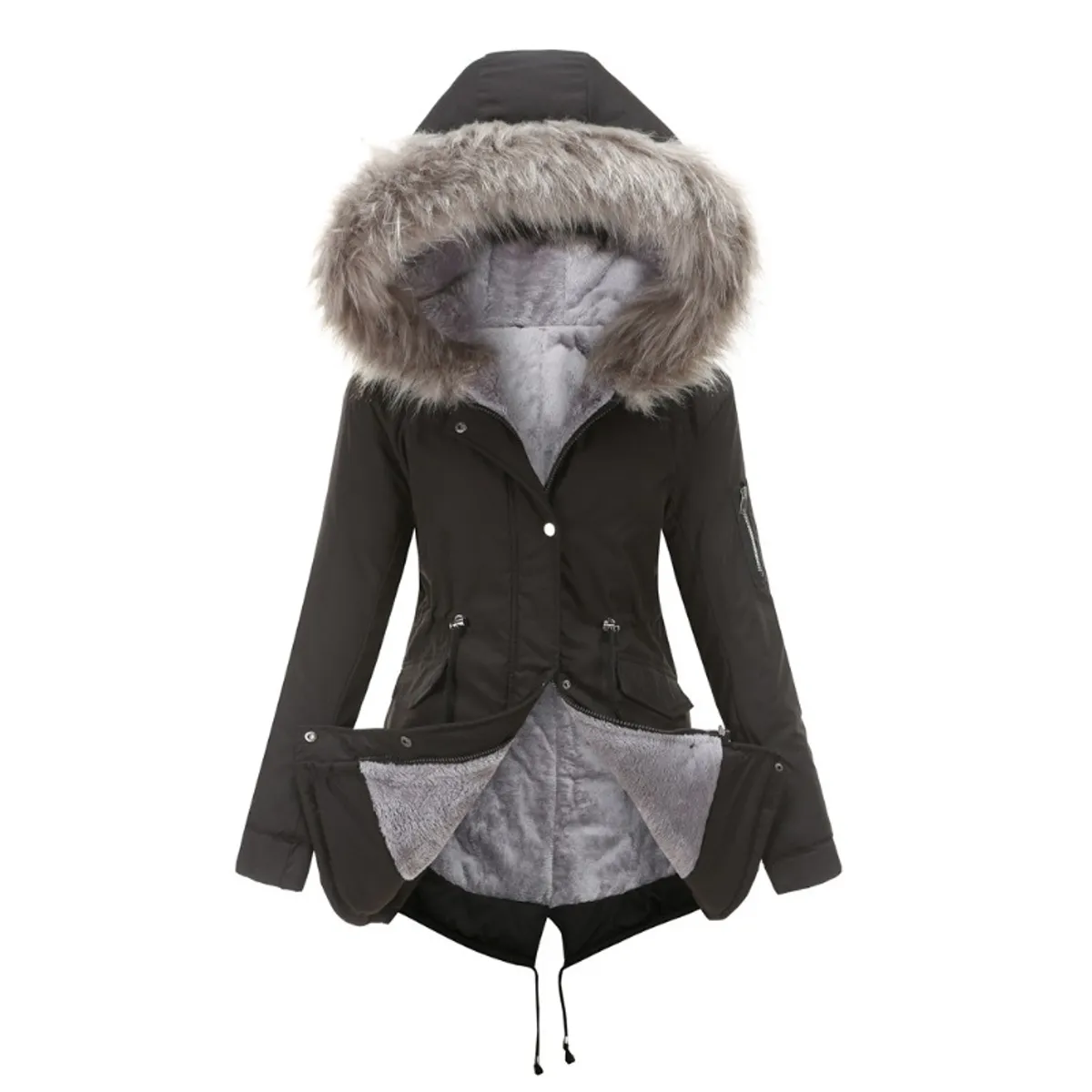 GIOIO - Parka Mujer Medio Largo Térmica Capucha Gruesa Calor Garantizado