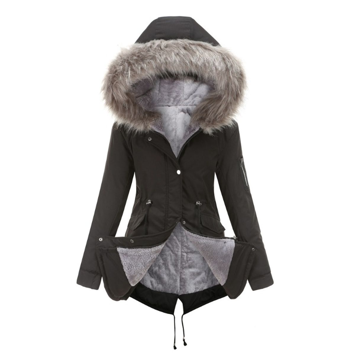 GIOIO - Parka Mujer Medio Largo Térmica Capucha Gruesa Calor Garantizado