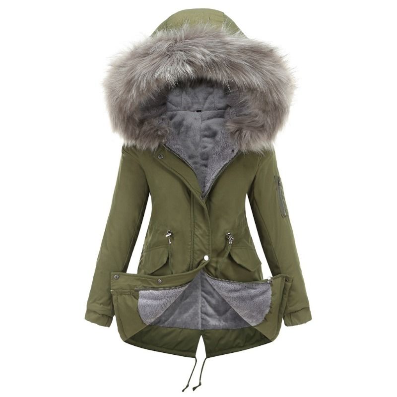 GIOIO - Parka Mujer Medio Largo Térmica Capucha Gruesa Calor Garantizado