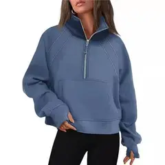 GIOIO - Buzo Mujer Media Cremallera Corto Cuello Alto Polar Básico