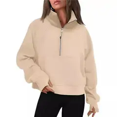 GIOIO - Buzo Mujer Media Cremallera Corto Cuello Alto Polar Básico