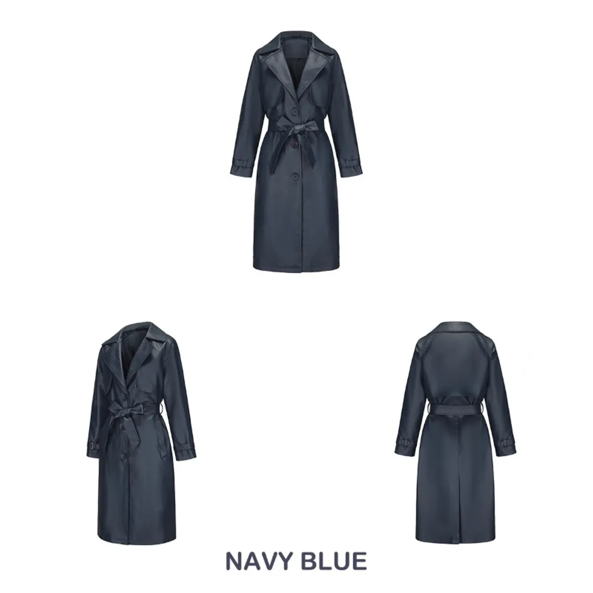 GIOIO - Gabardina Mujer Sintético Largo Cinturón Clásico Fluido Moderno​