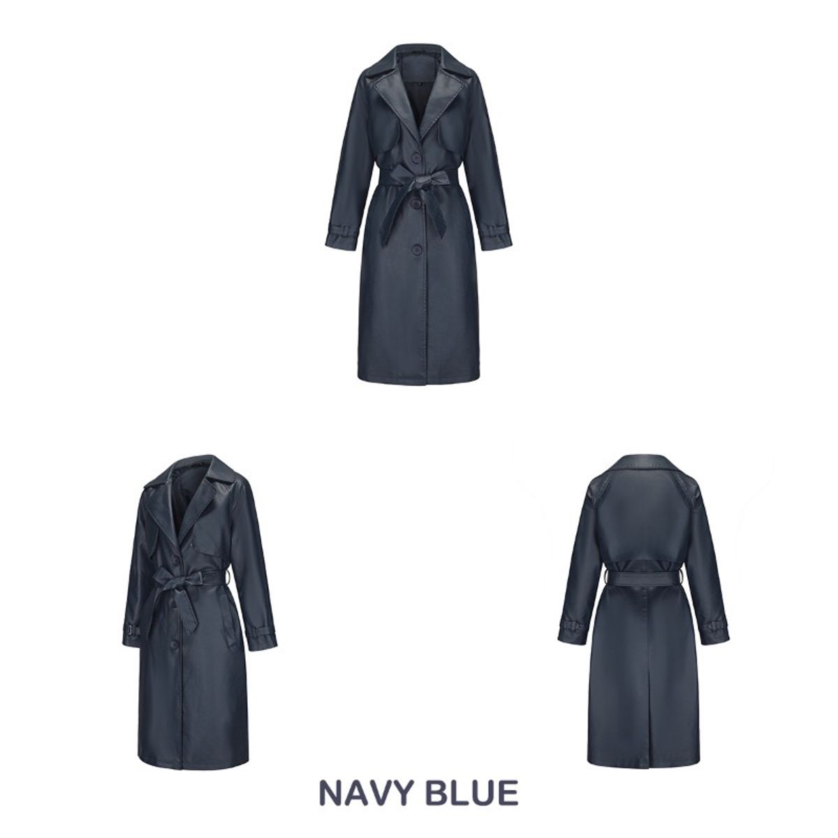 GIOIO - Gabardina Mujer Sintético Largo Cinturón Clásico Fluido Moderno​