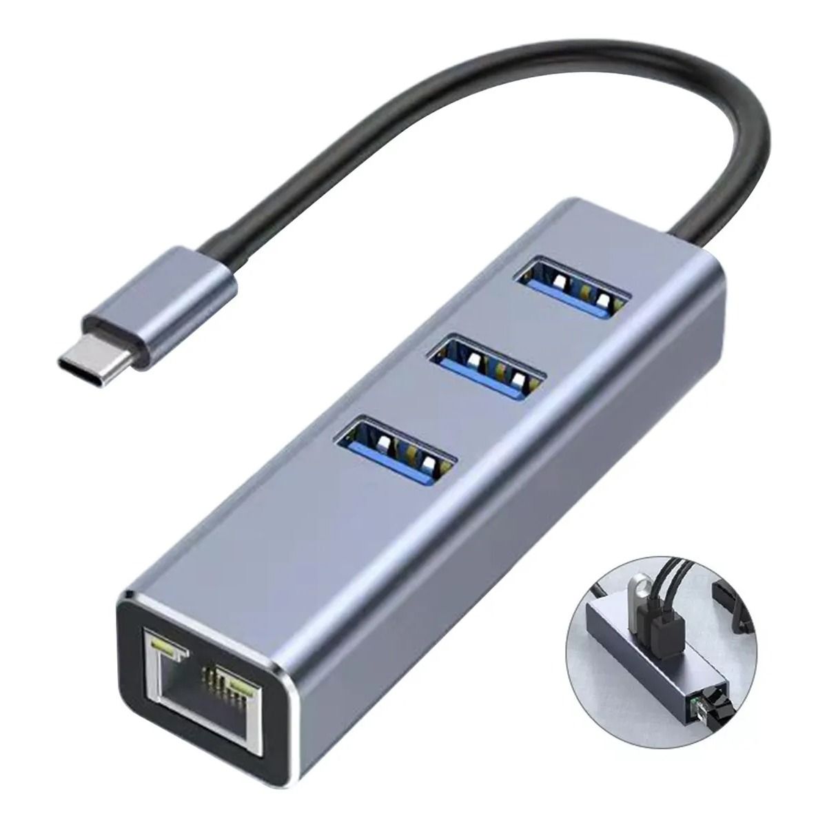 GIOIO - Adaptador Ethernet Tipo C A 3 Puertos Usb 30 Hub