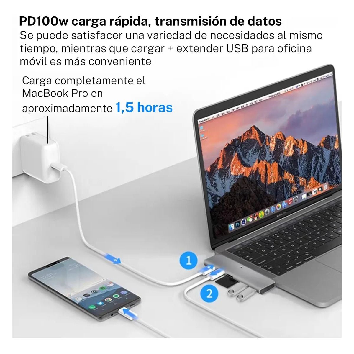 GIOIO - Adaptador Usb C Hub Thunderbolt 3 Hdmi Para Macbook Proair