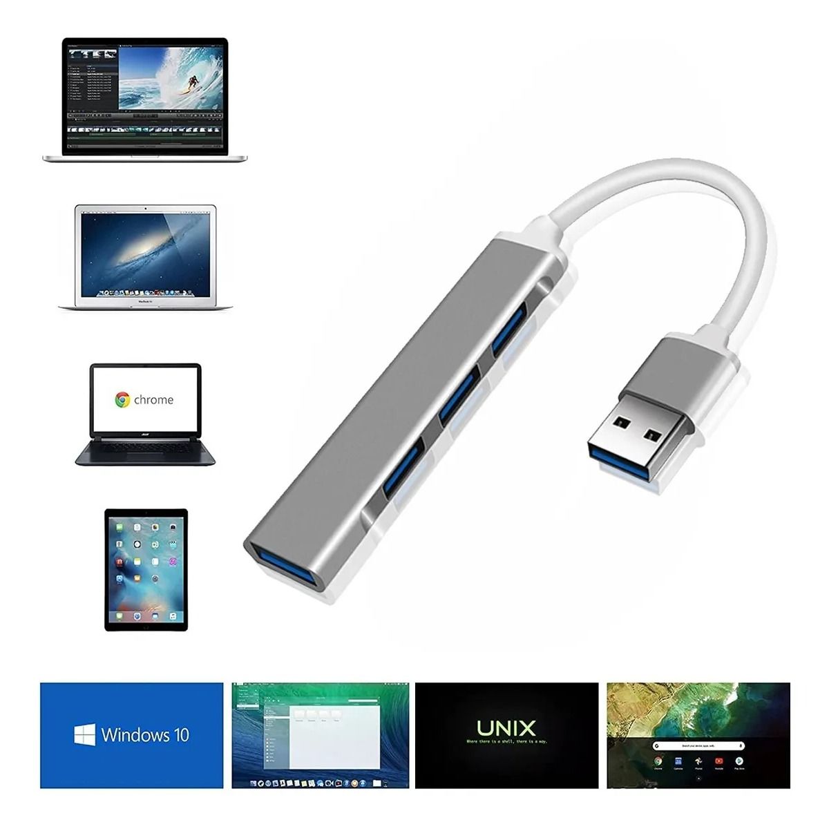 GIOIO - concentrador adaptador 30 Ultradelgado con 4 puertos usb