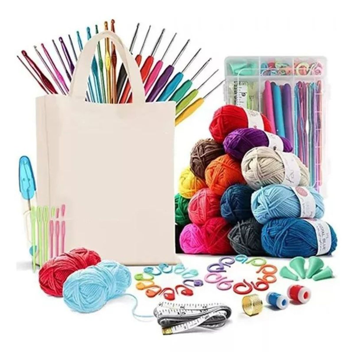 GENERICO - Set De Crochet Colección 58 Accesorios, 15 Ovillos Y Totebag