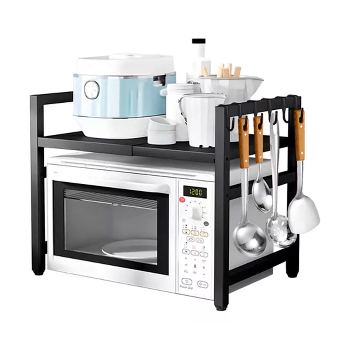 GENERICO - Estante Organizador Ajustable Con Ganchos Negro