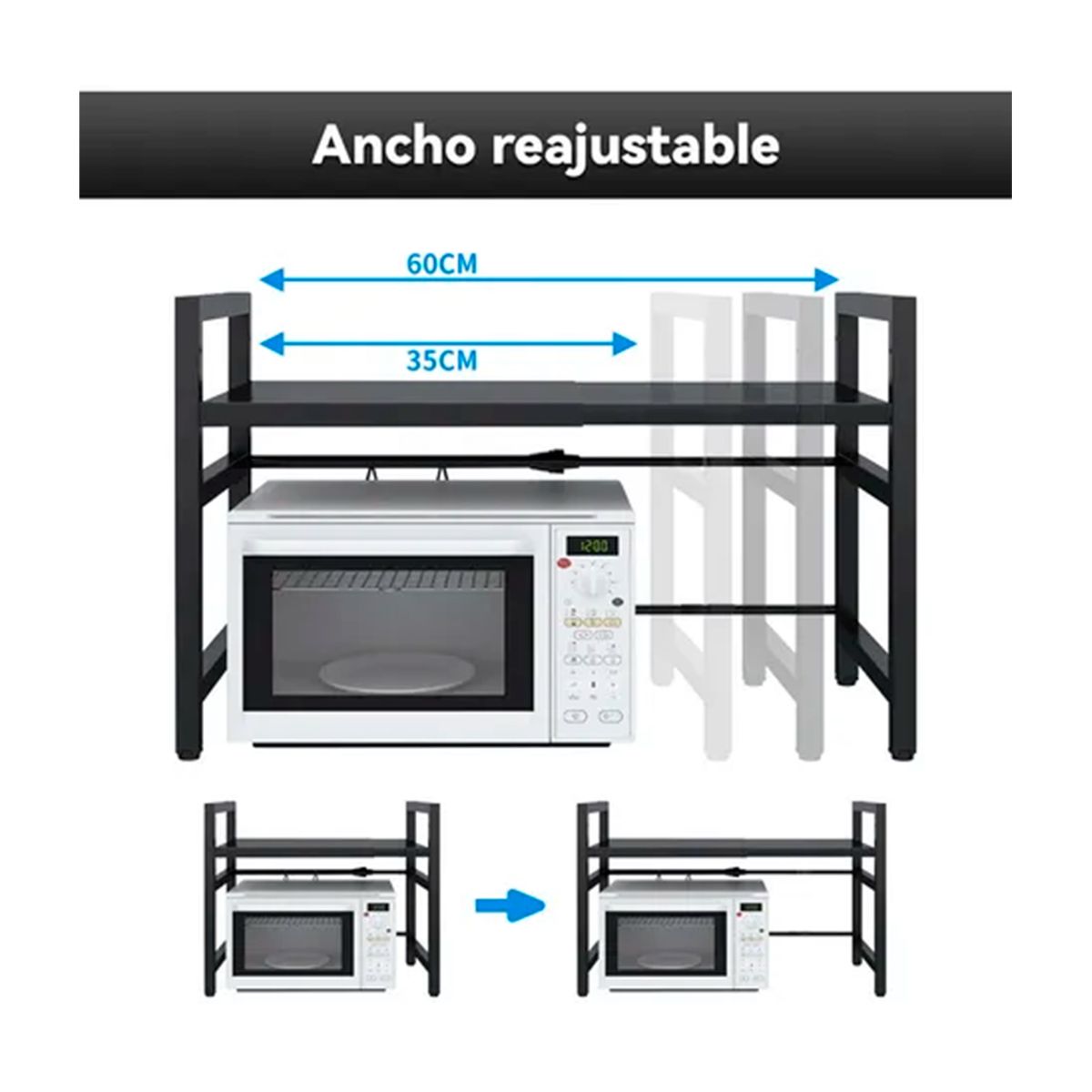 GENERICO - Estante Organizador Ajustable Con Ganchos Negro