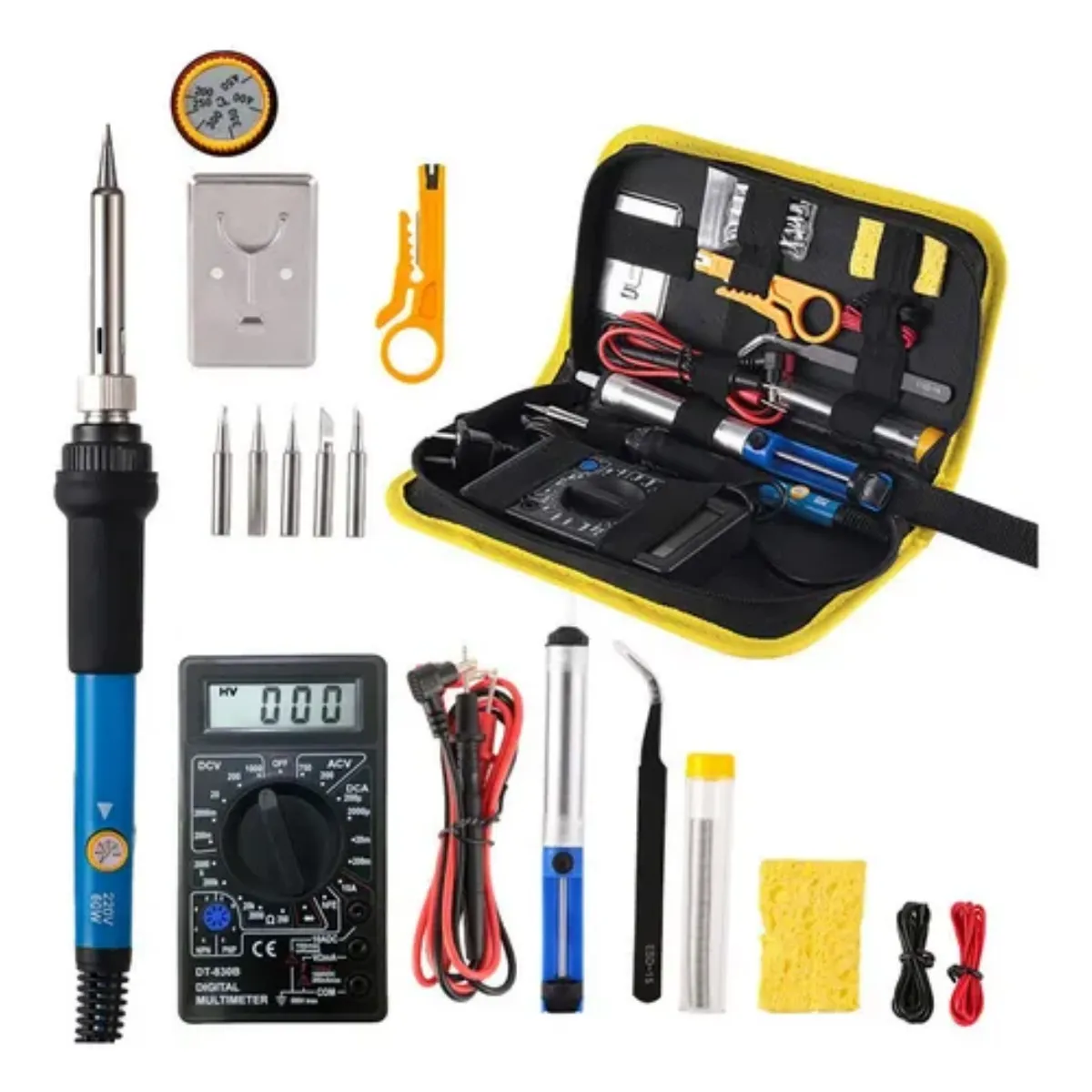 GENERICO - Kit Eléctrico Cautín 60w Regulable 17 Accesorios