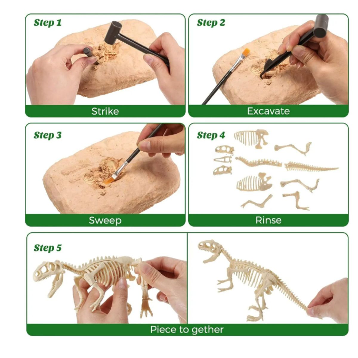 GENERICO - Kit Excavación Fósil Dinosaurio Descubrimiento Arqueologico