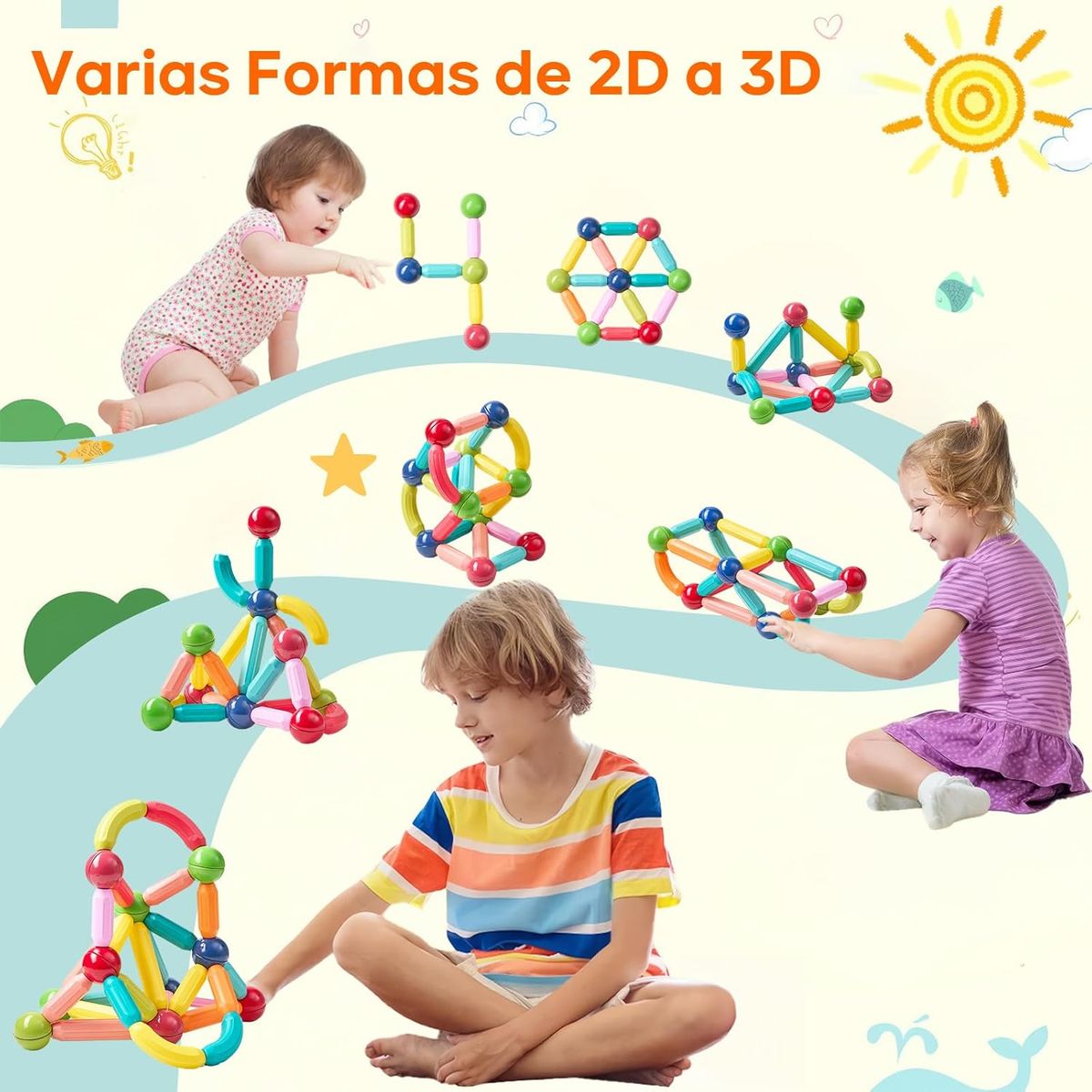 GENERICO - Juegos De Bloques De Construcción Magnéticos Para Niños 36pc