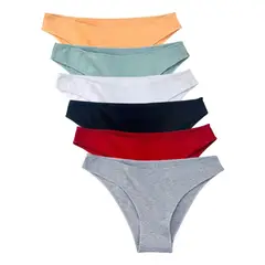 GIOIO - Braguitas De Algodón De Cintura Baja Para Mujer 6 Unidades