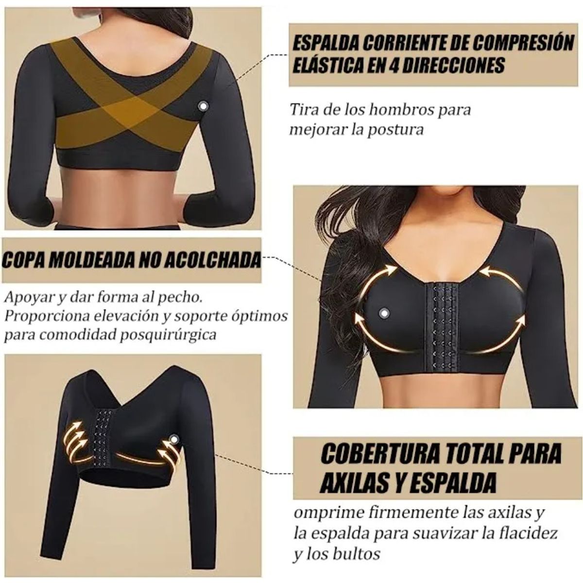 GIOIO - Fajas Mangas Moldeadoras Brazos Y Pecho Espalda Slim Top