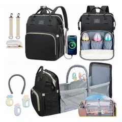 GIOIO - Mochila Bolsa De Pañales Cuna Portátil Color Negro