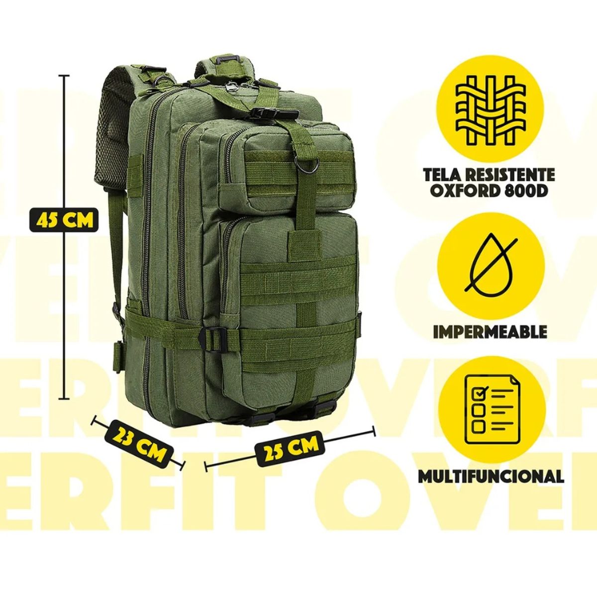 GIOIO - Mochila Deportiva 30l Overfit Trekking Táctica Edition Verde