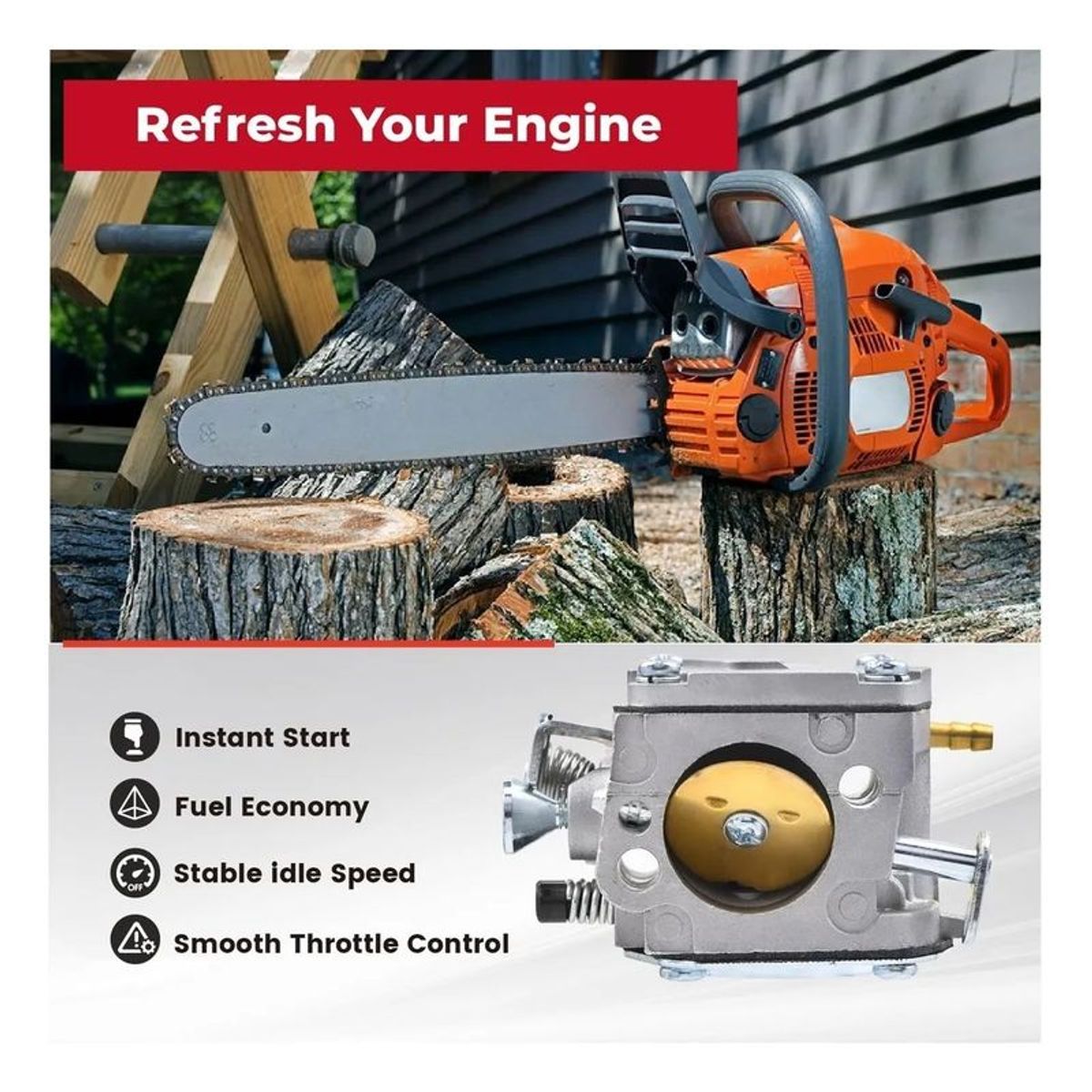 GENERICO - Carburador Para Motosierra Para Husqvarna 61 266 268 272