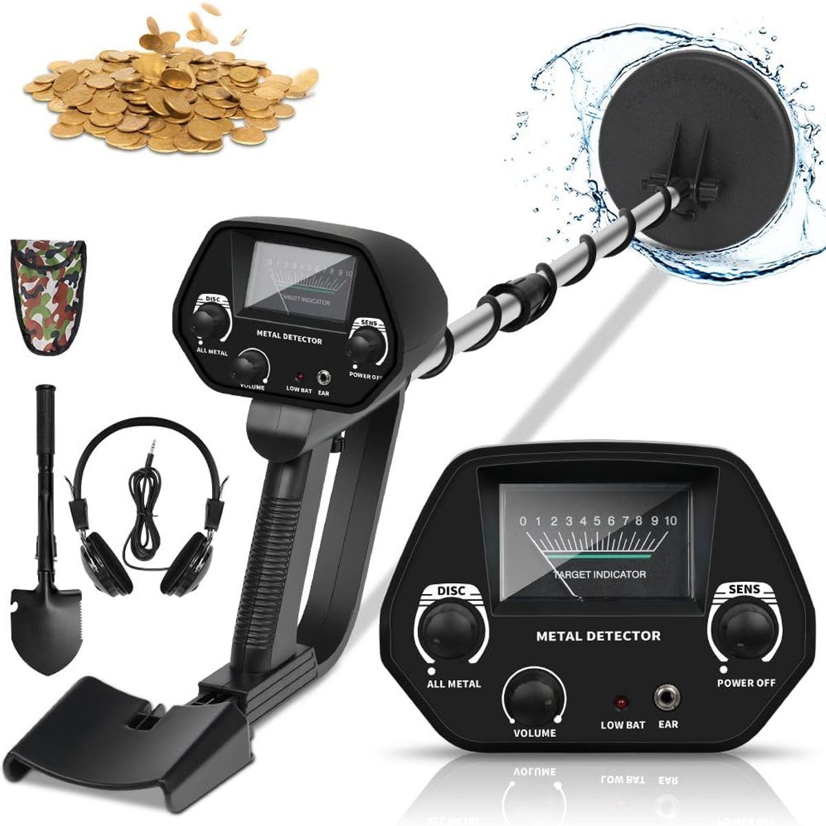 KUANGYE - Detector De Metales Subterráne Alta Precisión Batería Y Pala