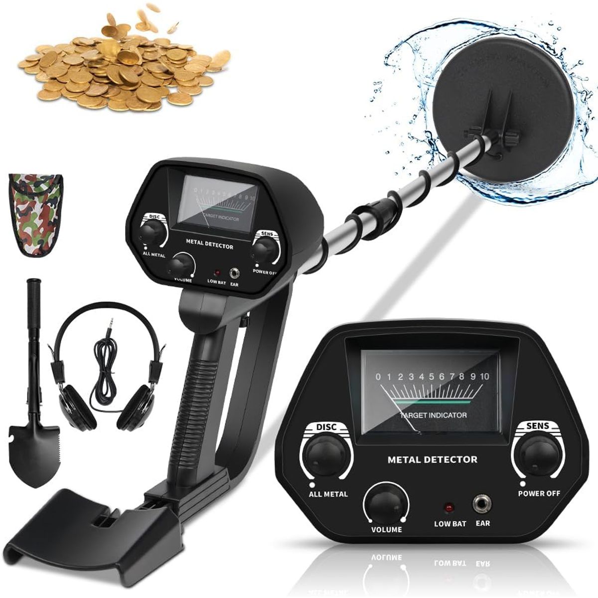 KUANGYE - Detector De Metales Subterráne Alta Precisión Batería Y Pala