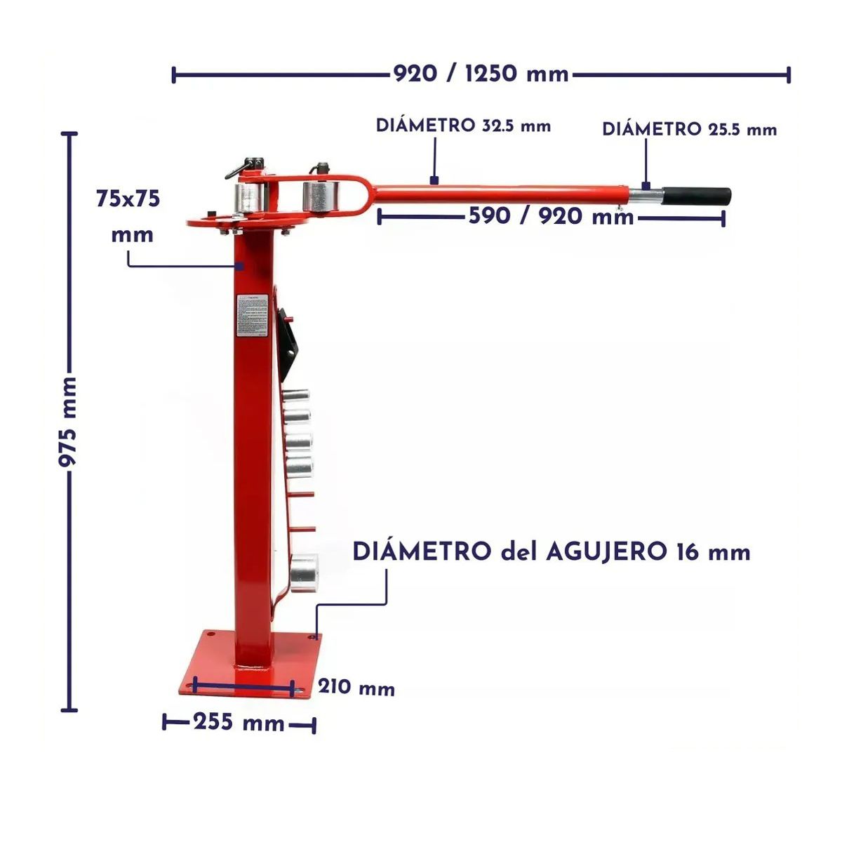 Dobladora Curvadora De Fierro Y Pletinas Con Pedestal, marca KUANGYE - Foto 2