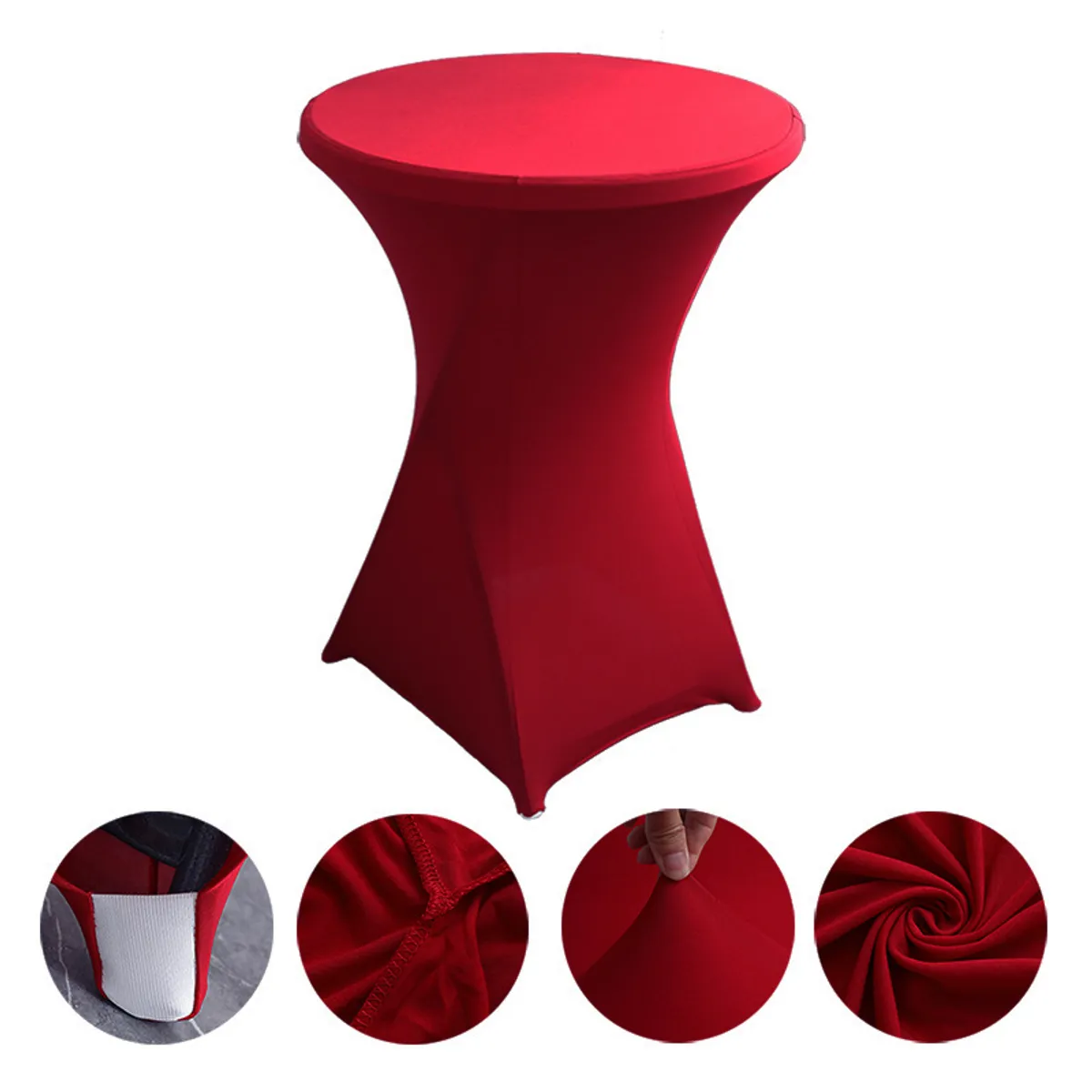 PUREPOWER - Funda Mantel Tela Spandex Redondo 80x110cm Evento Hogarútil-Rojo