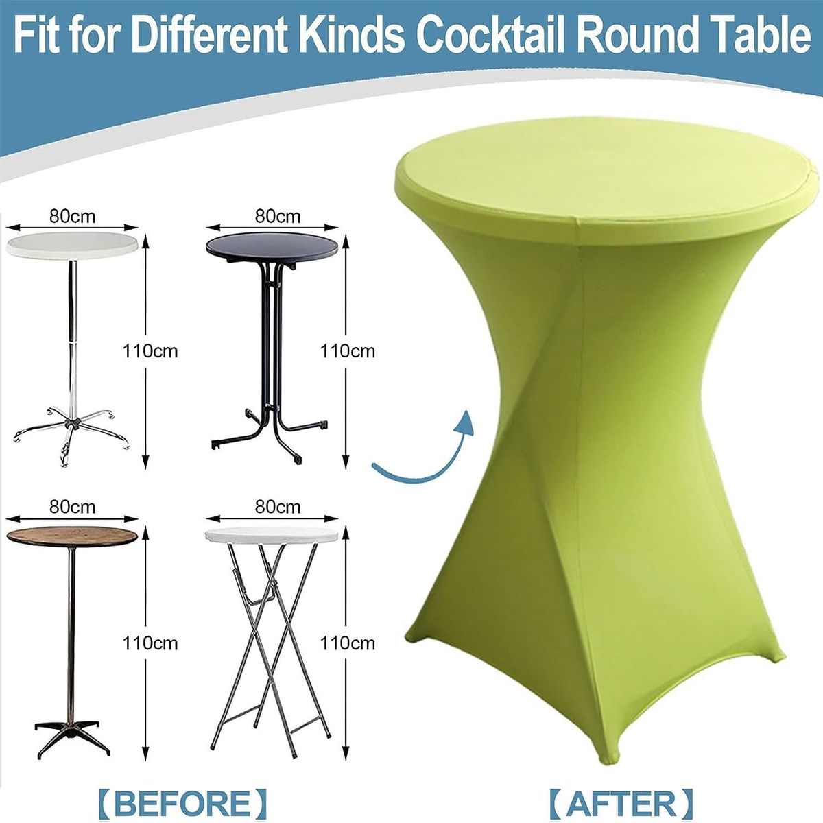 PUREPOWER - Funda Mantel Tela Spandex Redondo 80x110cm Evento Hogarútil