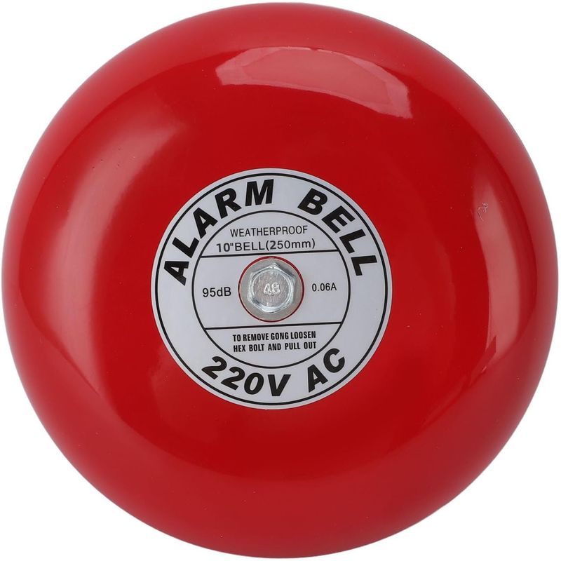 KUANGYE - Timbre Campana 10p 220vac Alarma Metal Rojo Escuela Incendio