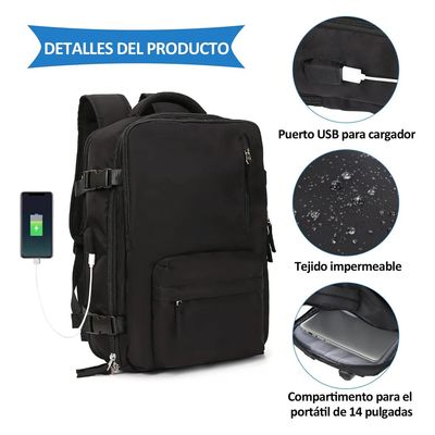Imagen 2 del producto Mochila Viaje Genérica Large Travel Backpac Diseño Lisa 40L