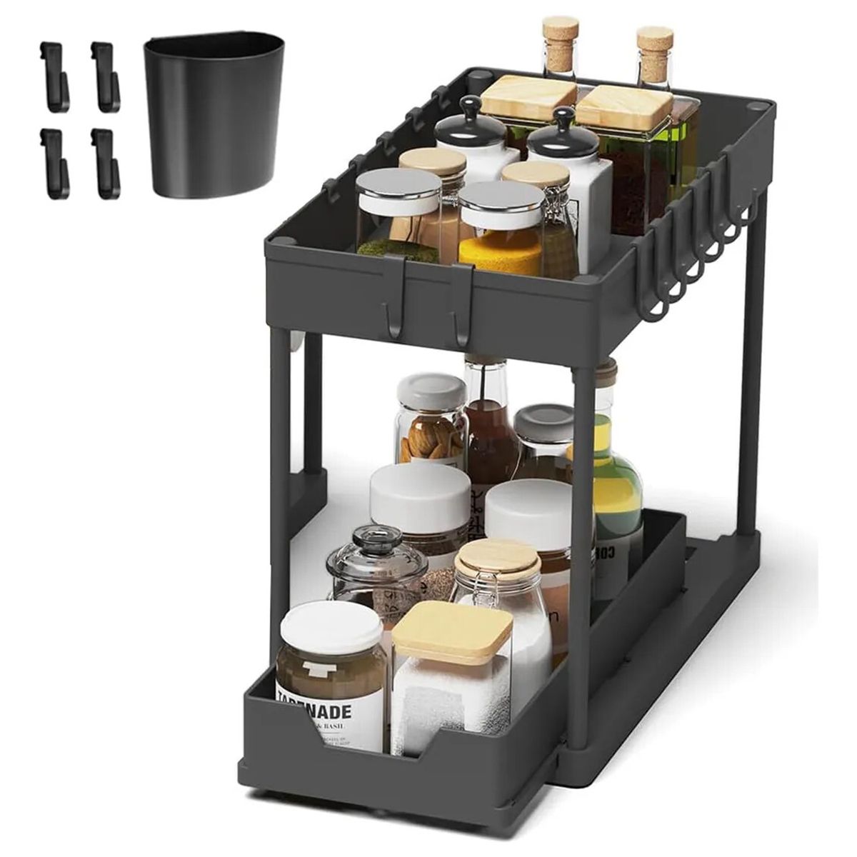 GENERICO - Organizador Ajustable De 2 Niveles Con Estante Deslizante