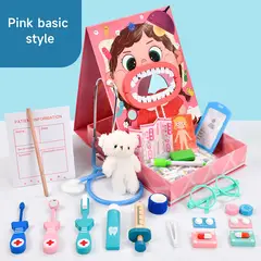 DANWEILE - Juguete de juego de rol Dental de madera para niños - Rosa
