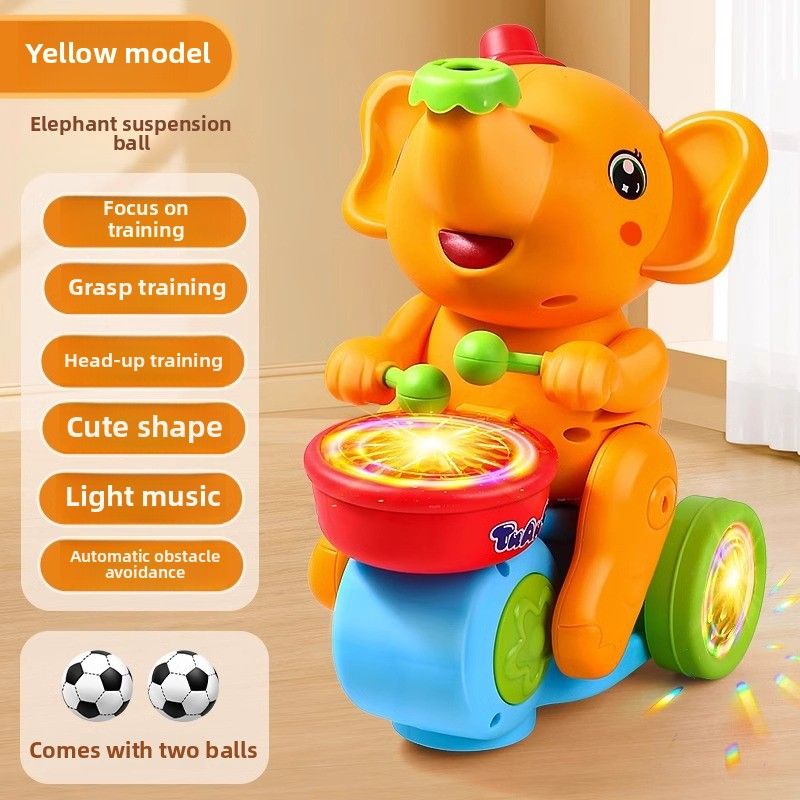 DANWEILE - Juguete musical de elefante caminante para niños-Amarillo