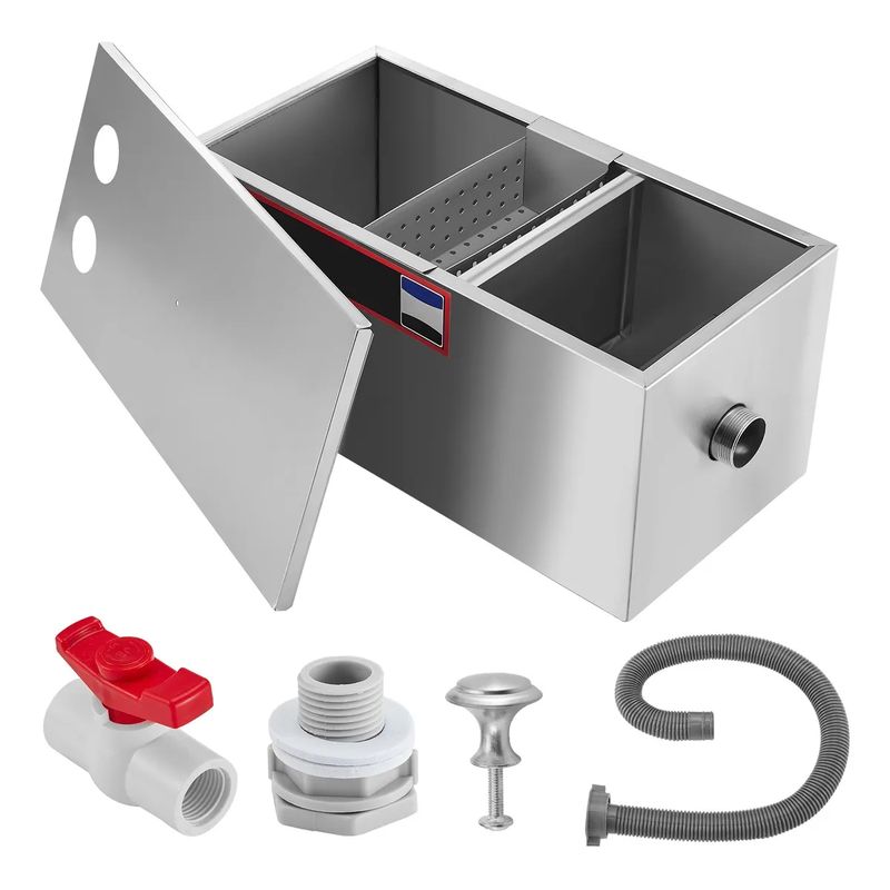 GENERICO - Trampa De Grasa Para Restaurante 100% Acero Inoxidable 30l