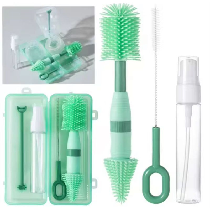 GENERICO - Kit Limpiador de Biberones 4 en 1 Portátil con Estuche