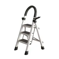GENERICO - Escalera Antideslizante 3 Escalones Peldaño Amplio Plegable BLANCO
