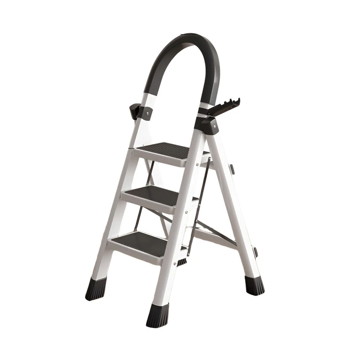 GENERICO - Escalera Antideslizante 3 Escalones Peldaño Amplio BLANCO