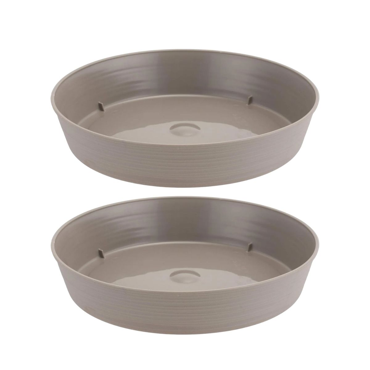 HERRERA MAISON - Pack X2 Plato Macetero Estilo Piedra Plastico Cm Taupe 27 Cm