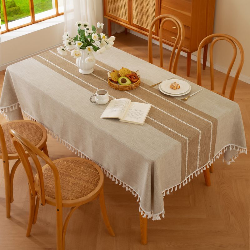 PUREPOWER - Mantel Rectangular Mantel De La Mesa Borla Algodón 140x220cm