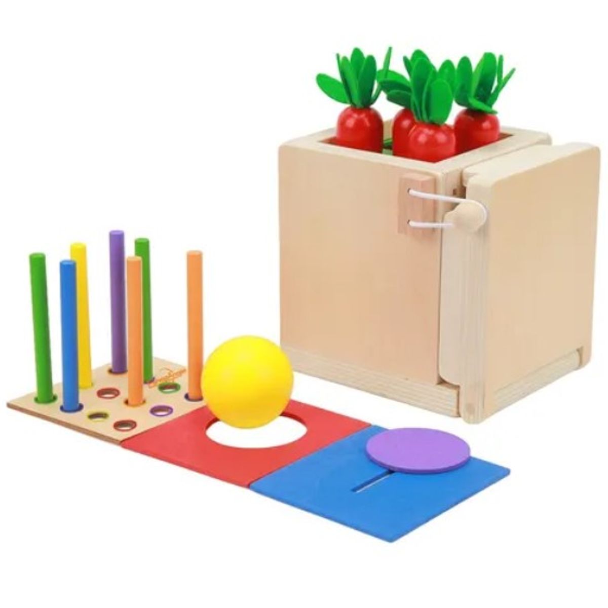 ESHOPANGIE - Juguete De Madera Cubo Encaje Didáctico 4en1 Montesori Niños