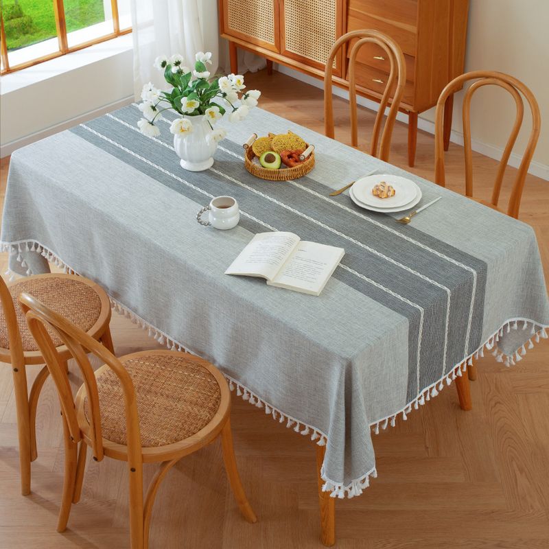 PUREPOWER - Mantel Rectangular Mantel De La Mesa Borla Algodón 140x220cm