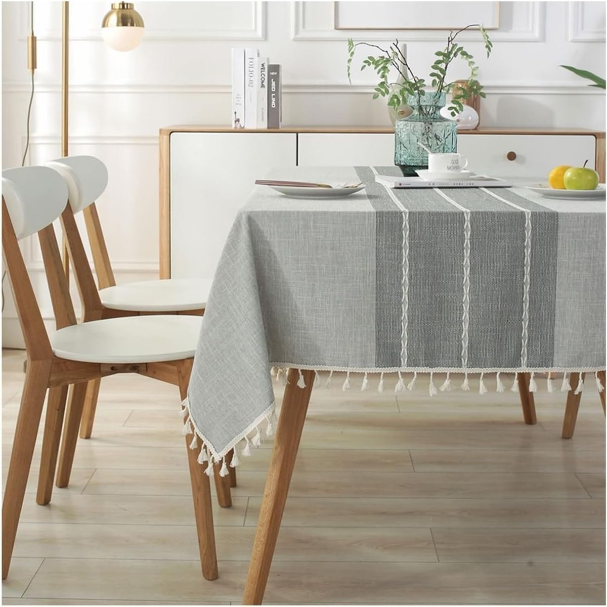 PUREPOWER - Mantel Rectangular Mantel De La Mesa Borla Algodón 140x220cm